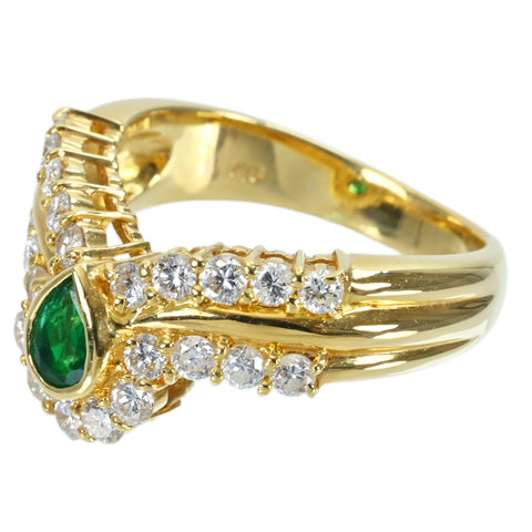 【中古】K18YG EMERALD エメラルドリング RING E0.25ct D0.81ct 7.2g #12