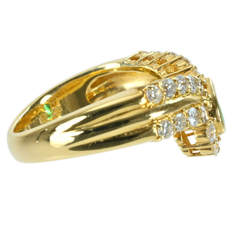 【中古】K18YG EMERALD エメラルドリング RING E0.25ct D0.81ct 7.2g #12