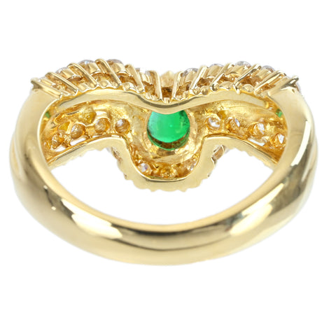 【中古】K18YG EMERALD エメラルドリング RING E0.25ct D0.81ct 7.2g #12