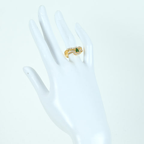 【中古】K18YG EMERALD エメラルドリング RING E0.25ct D0.81ct 7.2g #12