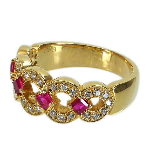 【中古】K18YG RUBY RING ルビーリング R0.45ct D0.33ct 7.6g #14