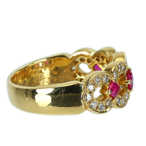 【中古】K18YG RUBY RING ルビーリング R0.45ct D0.33ct 7.6g #14