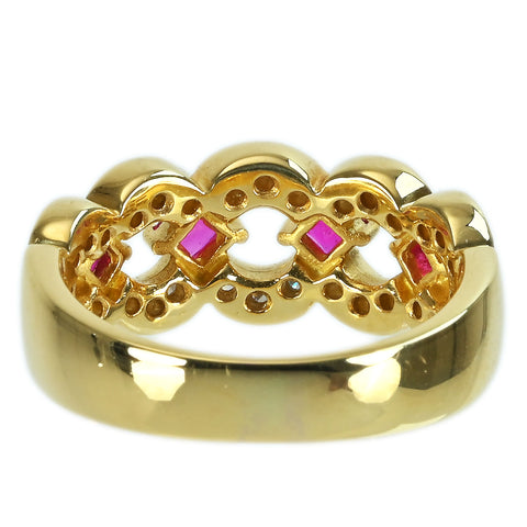 【中古】K18YG RUBY RING ルビーリング R0.45ct D0.33ct 7.6g #14