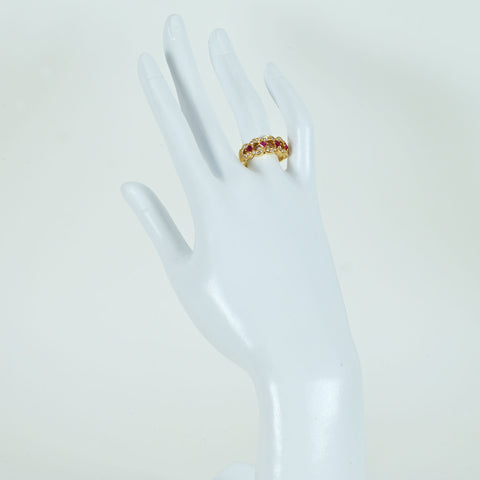 【中古】K18YG RUBY RING ルビーリング R0.45ct D0.33ct 7.6g #14