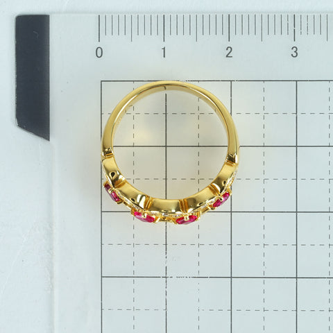 【中古】K18YG RUBY RING ルビーリング R0.45ct D0.33ct 7.6g #14