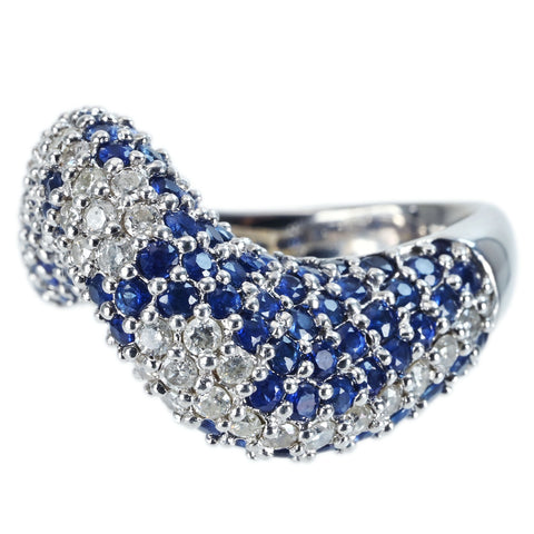 [Pre-owned] K18WG SAPPHIRE DIAMOND RING Sapphire/Diamond Ring S3.90ct D0.80ct 13.2g #17.5 
