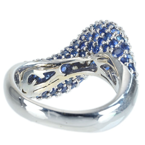 【中古】K18WG SAPPHIRE DIAMOND RING サファイア/ダイヤモンドリング S3.90ct D0.80ct 13.2g #17.5