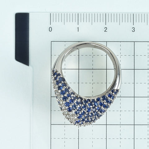 【中古】K18WG SAPPHIRE DIAMOND RING サファイア/ダイヤモンドリング S3.90ct D0.80ct 13.2g #17.5