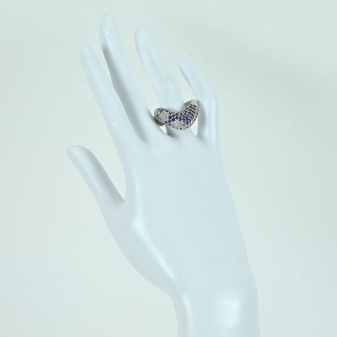 【中古】K18WG SAPPHIRE DIAMOND RING サファイア/ダイヤモンドリング S3.90ct D0.80ct 13.2g #17.5