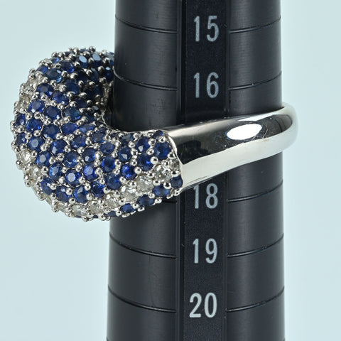 【中古】K18WG SAPPHIRE DIAMOND RING サファイア/ダイヤモンドリング S3.90ct D0.80ct 13.2g #17.5