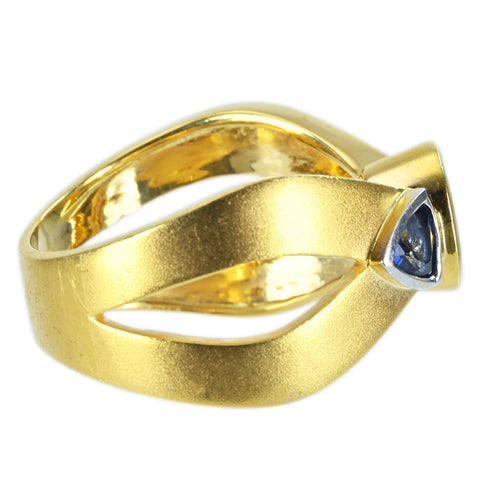 【中古】K18YG SAPPHIRE RING ゴールデンサファイア/ブルーサファイアリング 鑑別書 9.5g #15