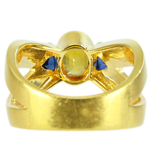 【中古】K18YG SAPPHIRE RING ゴールデンサファイア/ブルーサファイアリング 鑑別書 9.5g #15