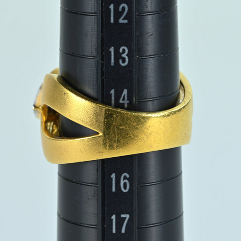 【中古】K18YG SAPPHIRE RING ゴールデンサファイア/ブルーサファイアリング 鑑別書 9.5g #15