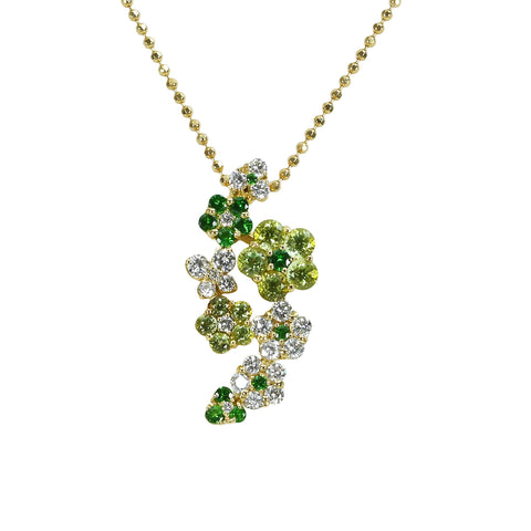 【中古】 K18YG PERIDOT Necklaceペリドット・ガーネットペンダントネックレス P0.65ct G0.23ct 7.4g