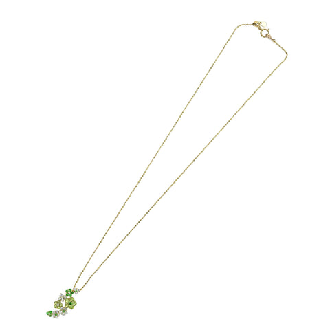 Pre-owned 18K Yellow Gold Peridot Necklace, Peridot and Garnet Pendant Necklace, P0.65ct, G0.23ct, 7.4g 