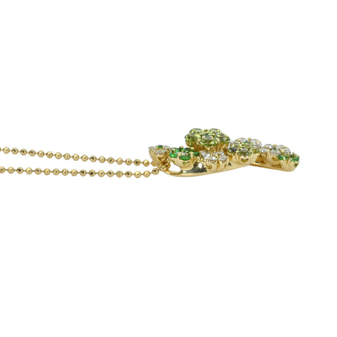 Pre-owned 18K Yellow Gold Peridot Necklace, Peridot and Garnet Pendant Necklace, P0.65ct, G0.23ct, 7.4g 