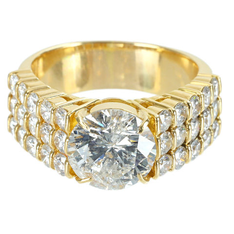 【中古】K18YG DIAMOND ダイヤモンドリング RING 3.337ct D2.10ct 10.3g #18