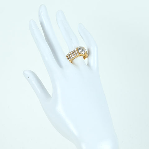 【中古】K18YG DIAMOND ダイヤモンドリング RING 3.337ct D2.10ct 10.3g #18