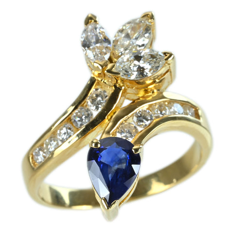 【中古】 K18YG SAPPHIRE サファイアリング S0.89ct D1.18ct ソーティング 5.8g #13