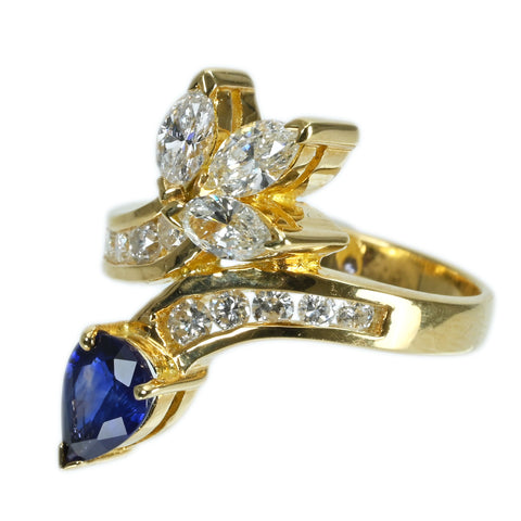 【中古】 K18YG SAPPHIRE サファイアリング S0.89ct D1.18ct ソーティング 5.8g #13