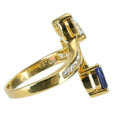 【中古】 K18YG SAPPHIRE サファイアリング S0.89ct D1.18ct ソーティング 5.8g #13