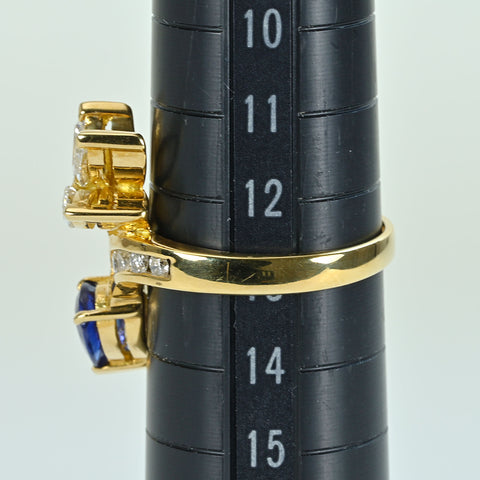 【中古】 K18YG SAPPHIRE サファイアリング S0.89ct D1.18ct ソーティング 5.8g #13