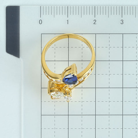 【中古】 K18YG SAPPHIRE サファイアリング S0.89ct D1.18ct ソーティング 5.8g #13