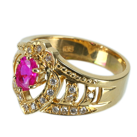 【中古】K18YG RUBY RING ルビーリング R0.65ct D0.24ct 6.1g #11