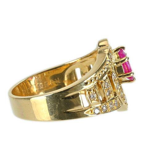 【中古】K18YG RUBY RING ルビーリング R0.65ct D0.24ct 6.1g #11