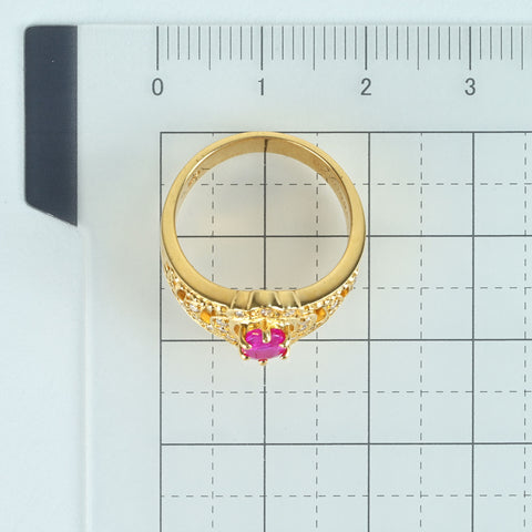 【中古】K18YG RUBY RING ルビーリング R0.65ct D0.24ct 6.1g #11