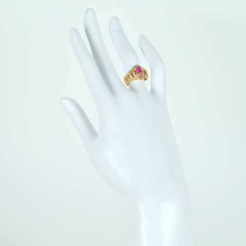 【中古】K18YG RUBY RING ルビーリング R0.65ct D0.24ct 6.1g #11