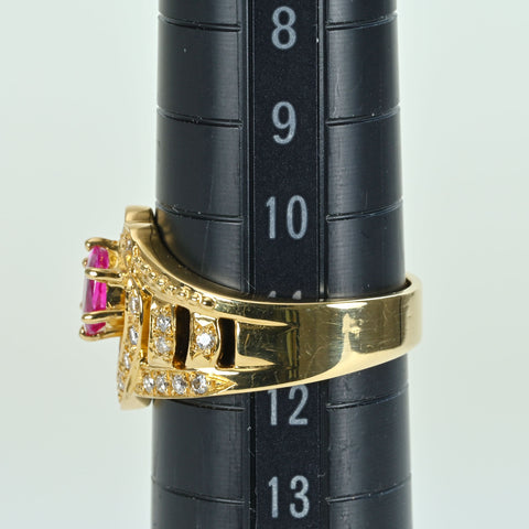 【中古】K18YG RUBY RING ルビーリング R0.65ct D0.24ct 6.1g #11