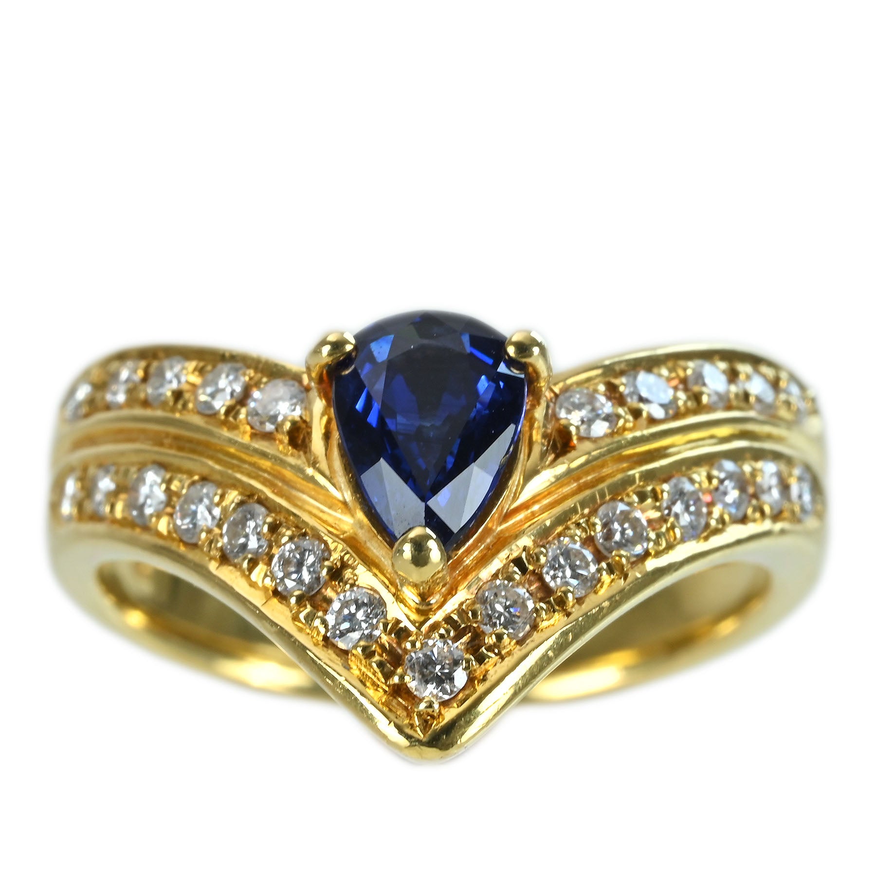 中古】K18YG SAPPHIRE RING サファイアリング S0.906ct D0.36ct 7.0g