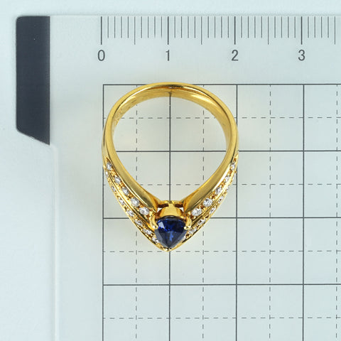 【中古】K18YG SAPPHIRE RING サファイアリング S0.906ct D0.36ct 7.0g #12