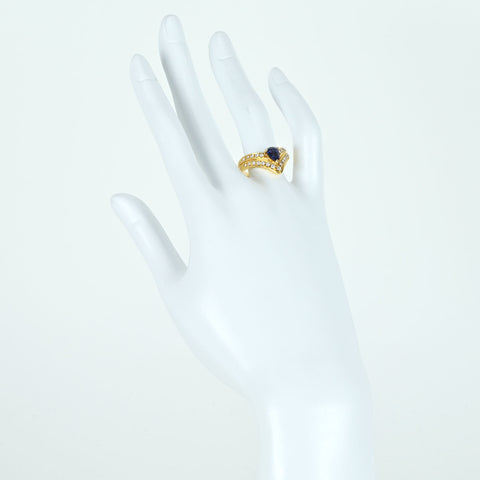 【中古】K18YG SAPPHIRE RING サファイアリング S0.906ct D0.36ct 7.0g #12