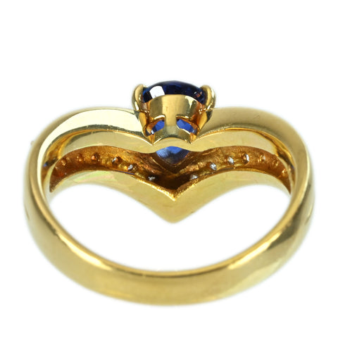 【中古】K18YG SAPPHIRE RING サファイアリング S0.906ct D0.36ct 7.0g #12