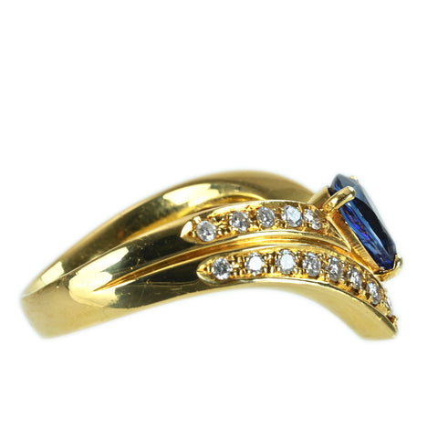 【中古】K18YG SAPPHIRE RING サファイアリング S0.906ct D0.36ct 7.0g #12