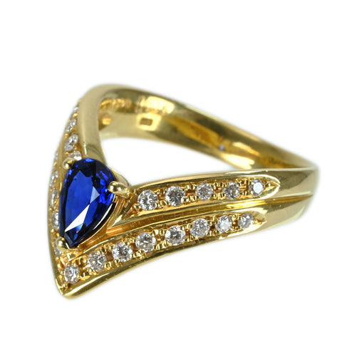【中古】K18YG SAPPHIRE RING サファイアリング S0.906ct D0.36ct 7.0g #12