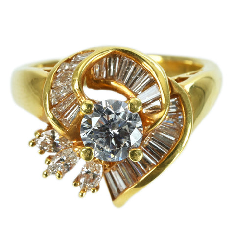 [Used] K18YG DIAMOND RING Diamond Ring 0.709ct D0.90ct 7.2g #11