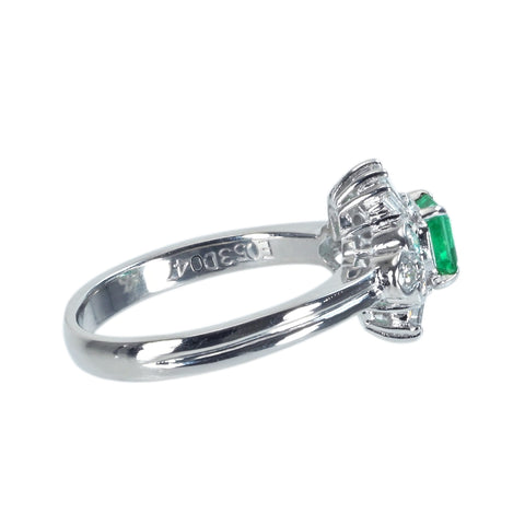 【中古】PT900 EMERALD RING エメラルドリング E0.53ct D0.47ct 5.9g #12