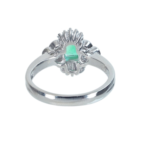 【中古】PT900 EMERALD RING エメラルドリング E0.53ct D0.47ct 5.9g #12