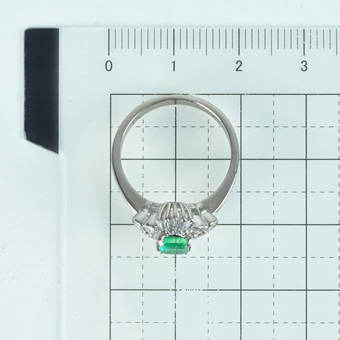 【中古】PT900 EMERALD RING エメラルドリング E0.53ct D0.47ct 5.9g #12