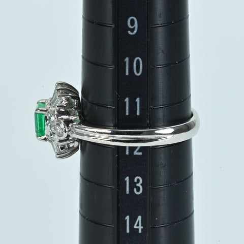 【中古】PT900 EMERALD RING エメラルドリング E0.53ct D0.47ct 5.9g #12