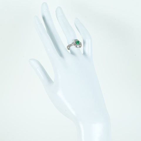 【中古】PT900 EMERALD RING エメラルドリング E0.53ct D0.47ct 5.9g #12