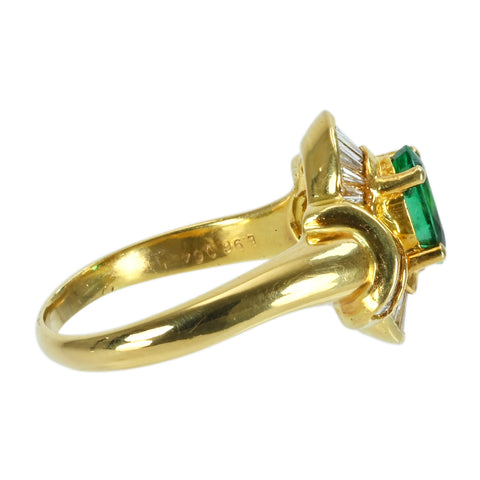 【中古】 K18YG EMERALD RING エメラルドリング E0.96ct D0.64ct 7.0g #15