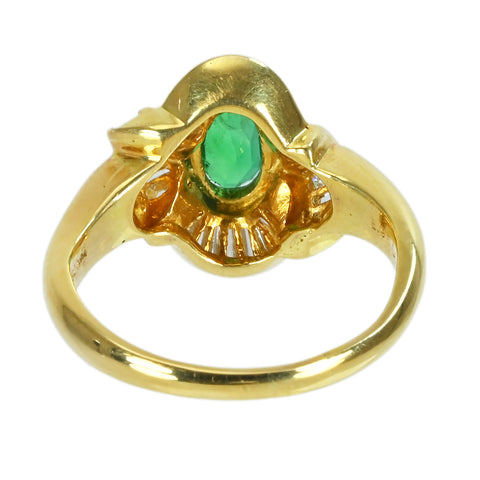 【中古】 K18YG EMERALD RING エメラルドリング E0.96ct D0.64ct 7.0g #15