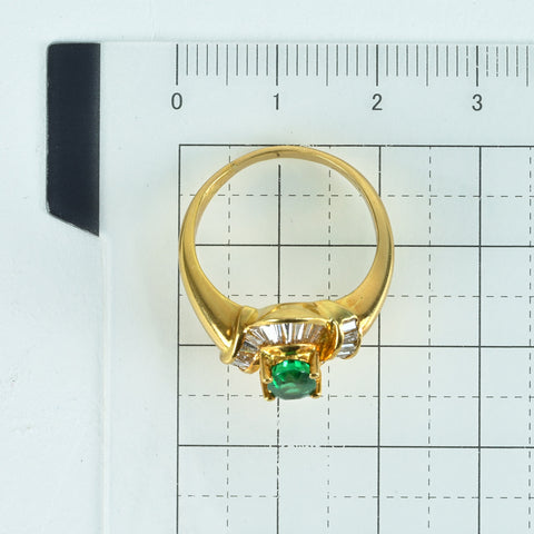 【中古】 K18YG EMERALD RING エメラルドリング E0.96ct D0.64ct 7.0g #15