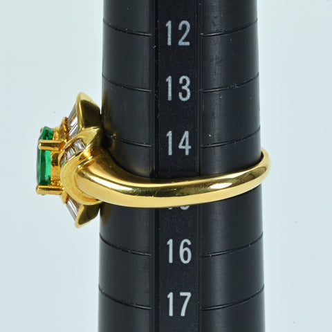 【中古】 K18YG EMERALD RING エメラルドリング E0.96ct D0.64ct 7.0g #15