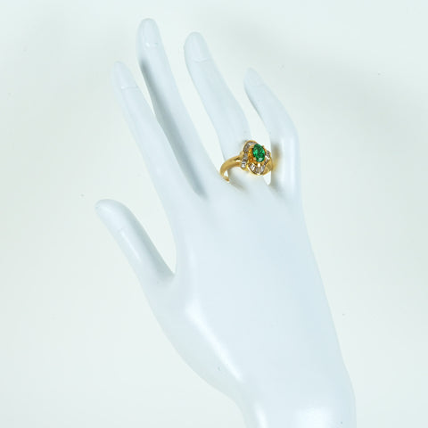 【中古】 K18YG EMERALD RING エメラルドリング E0.96ct D0.64ct 7.0g #15