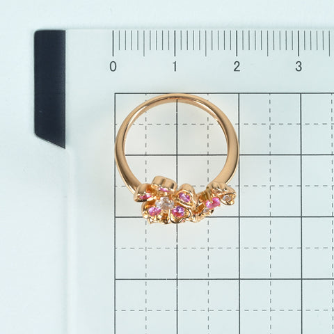 【中古】ヴァンドーム青山 RING K18YG PINK SAPPHIREピンクサファイア/ホワイトサファイアリング 5.2g ＃11